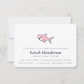 Invitation Jolie fille Baby shower de requin rose à main (Devant)