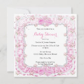 Invitation Jolie fille Baby shower Floral rose Blonde (Dos)