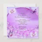 Invitation Jolie fille Baby shower papillon pourpre Ethnique (Dos)