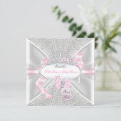 Invitation Jolie fille Baby shower Petite princesse Diamants (Debout devant)