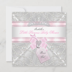 Invitation Jolie fille Baby shower Petite princesse Diamonds