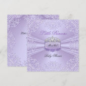 Invitation Jolie fille Baby shower Princesse Tiara Lavender (Devant / Derrière)