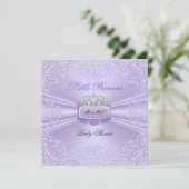 Invitation Jolie fille Baby shower Princesse Tiara Lavender (Debout devant)