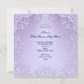Invitation Jolie fille Baby shower Princesse Tiara Lavender (Dos)