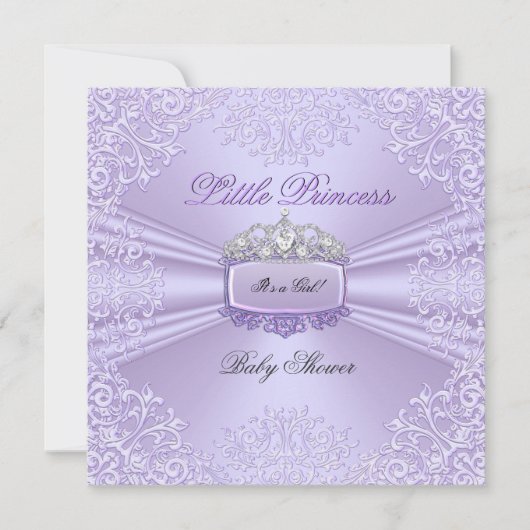 Invitation Jolie fille Baby shower Princesse Tiara Lavender (Devant)
