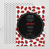 Invitation Jolie fille Baby shower Red Ladybug (Devant / Derrière)