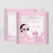 Invitation Jolie fille Baby shower rose chat Kitten 3CC (Devant / Derrière)
