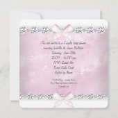 Invitation Jolie fille Baby shower rose Ours blanc (Dos)
