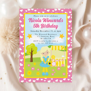 Invitation Jolie Fille Blonde au Citron Kids Anniversaire