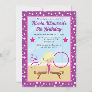 Invitation Jolie fille blonde gymnaste  Anniversaire Enfants 