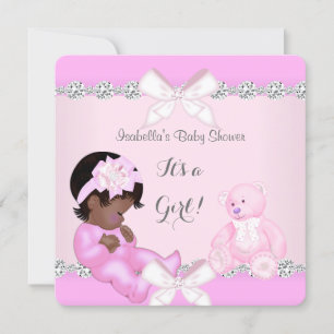 Invitation Jolie Fille Cadeau Baby Shower Ours Rose Jouet