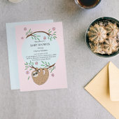 Invitation Jolie fille couchant et nom Baby shower