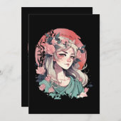 Invitation Jolie Fille d'Anime (Devant / Derrière)