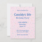 Invitation Jolie fille d'anniversaire rose bébé Tricératops D (Dos)