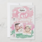 Invitation Jolie fille de fête d'anniversaire de premier anni (Devant)