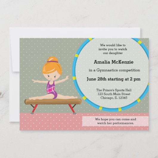 Invitation Jolie fille de gymnastique (Devant)