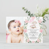 Invitation Jolie Fille Fille Fille Fille Agneau Rose Fleur Fe (Debout devant)