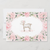 Invitation Jolie Fille Fille Fille Fille Agneau Rose Fleur Fe (Dos)