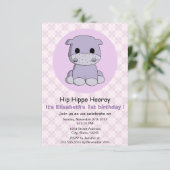 Invitation Jolie fille hippo violette fille anniversaire de e (Debout devant)