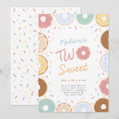 Invitation Jolie fille Pastel Donut deux doux deuxième annive (Devant / Derrière)