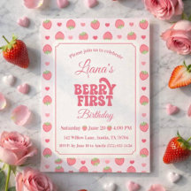 Jolie Fille Rose Anniversaire Fraise 1er Anniversa