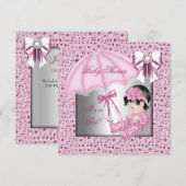Invitation Jolie Fille Rose Bébé Blanc Shower (Devant / Derrière)