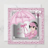 Invitation Jolie Fille Rose Bébé Blanc Shower (Devant)