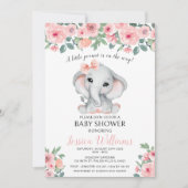 Invitation Jolie fille rose éléphant petit baby shower cacahu (Devant)