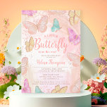 Invitation Jolie fille rose un petit papillon baby shower chi<br><div class="desc">Jolie fille rose un petit papillon est sur le chemin baby shower chic avec des papillons whimsical et joli rose, jaune, turquoise et violet avec des détails de la parties scintillant d'or sur abstrait rose et violet aquarelle brushstrokes et boho pampas herbe séché avec une élégante police de pinceau script....</div>