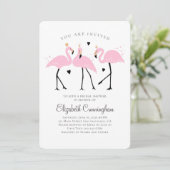 Invitation Jolie Flamant rose princesse Fête de l'mariée (Debout devant)