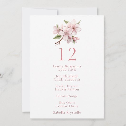 Invitation Jolie fleur de cerisier Mariage Table Siège (Devant)