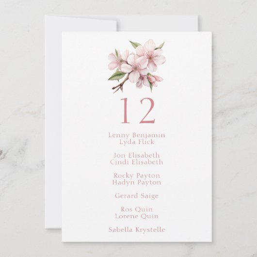 Invitation Jolie fleur de cerisier Mariage Table Siège (Dos)