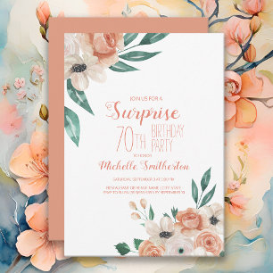 Invitation Jolie Fleur de Crème de Pêche 70e Anniversaire