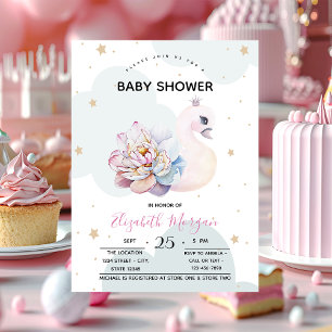 Invitation Jolie Fleur de Cygne Nuages Baby Shower