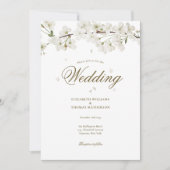 Invitation Jolie Fleur de Mariage Photo de Fleur Blanche (Devant)