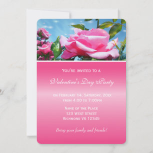 Invitation Jolie fleur de rose rose Saint-Valentin fête