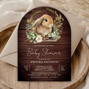 Invitation Jolie Fleur de Sauge Verte en Bois en Forme d'Arch
