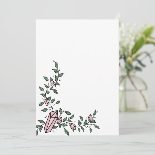 Invitation Jolie Fleur de Vigne Rose Gemme Cristal Tendance F (Debout devant)