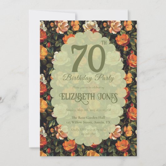 Invitation Jolie Fleur Rose Boho Anniversaire (Devant)
