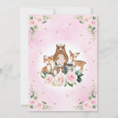 Invitation Jolie Fleur Rose Bois Animaux Fille Anniversaire (Dos)