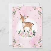 Invitation Jolie Fleur Rose Cerf Fille 1er Anniversaire (Dos)