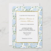 Invitation Jolie Fleurs Blanches Bleu Clair Mariage (Devant)