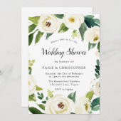 Invitation Jolie Fleurs Blanches Couples Wedding shower (Devant / Derrière)