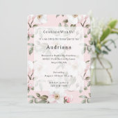 Invitation Jolie Fleurs Blanches Rose Anniversaire (Debout devant)