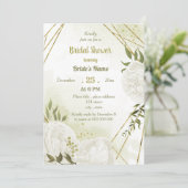 Invitation jolie fleurs blanches verdure douche nuptiale (Debout devant)