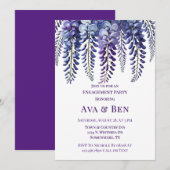 Invitation Jolie Fleurs de glycine violette Partie d'engageme (Devant / Derrière)
