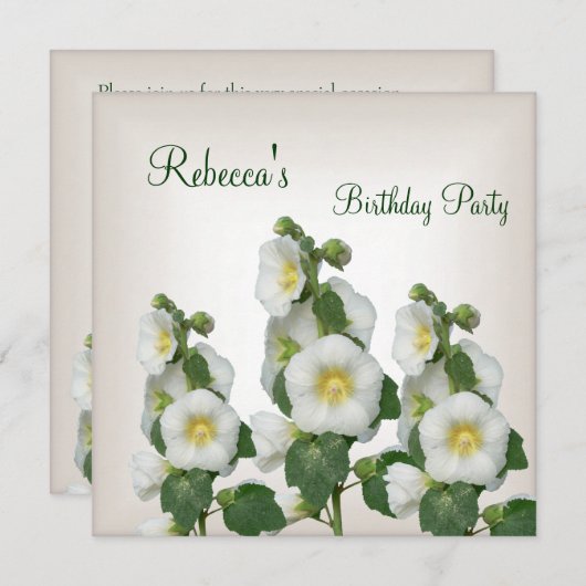 Invitation Jolie Fleurs Jaunes Blancs Crème Blanc (Devant / Derrière)