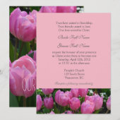 Invitation Jolie fleurs rose printemps tulip mariage chrétien (Devant / Derrière)