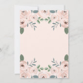 Invitation Jolie Fleurs Roses Bleues et Croix d'Or | Baptême (Dos)