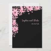 Invitation Jolie Fleurs Roses Romantique Mariage noir (Dos)